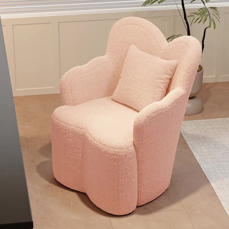 Contemporary Cream Butterfly Wood Teddy Velvet Vanity Stool