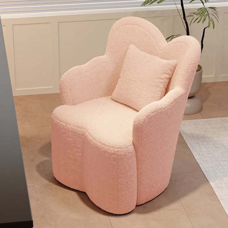 Contemporary Cream Butterfly Wood Teddy Velvet Vanity Stool