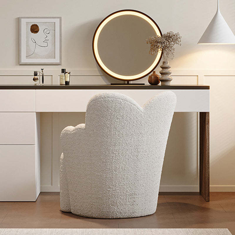 Contemporary Cream Butterfly Wood Teddy Velvet Vanity Stool