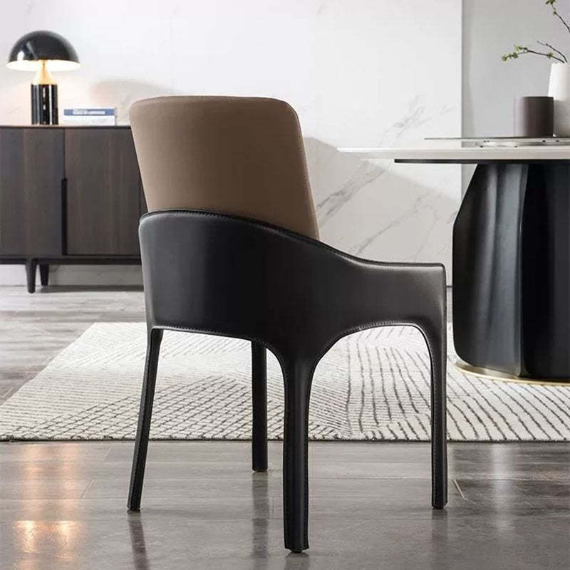 Minimalist Metal Leather Dining Chair