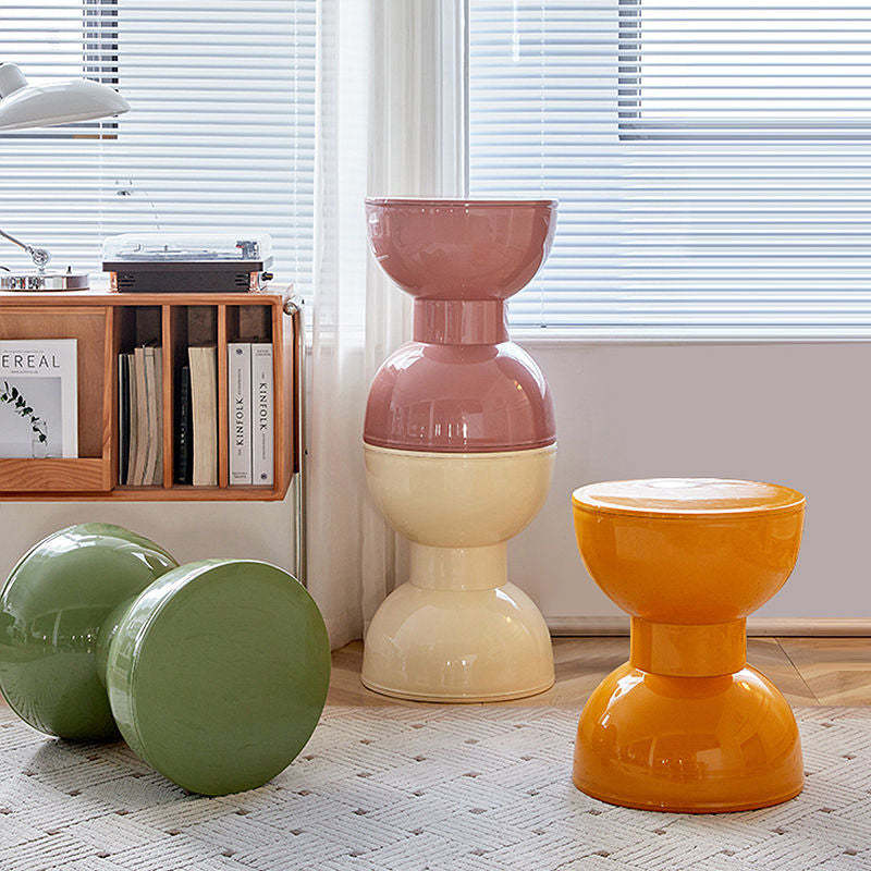 Nordic Cream Cone Oval Plastic Chair — A / Beige