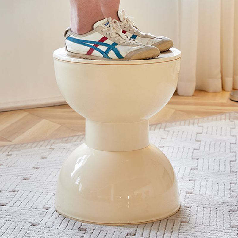 Nordic Cream Cone Oval Plastic Chair — B / Beige