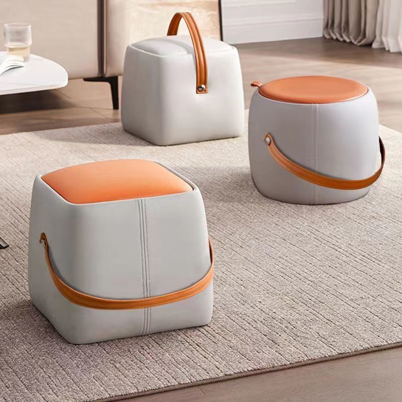 Minimalist Portable Wood Fabric Chair — Round With Storage