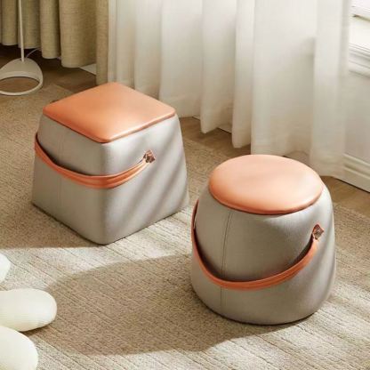 Minimalist Portable Wood Fabric Chair — Round