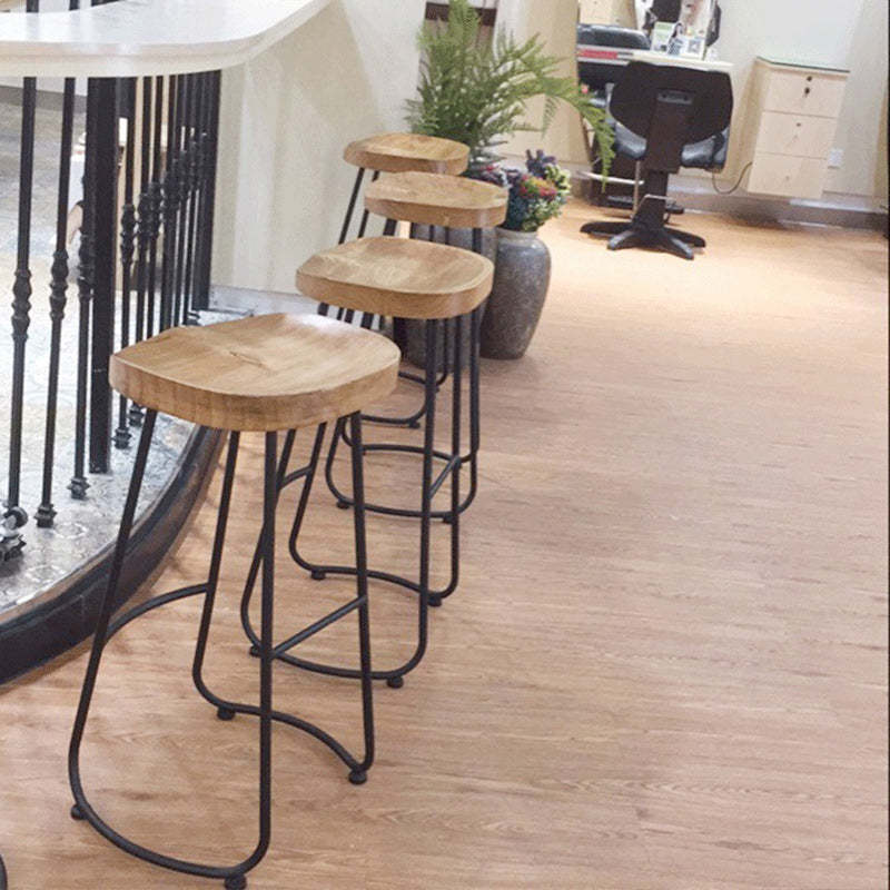 Minimalist Oval Iron Wood Bar Stool