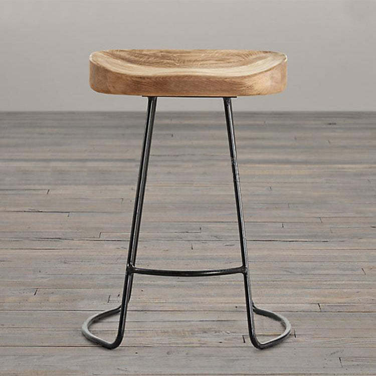 Minimalist Oval Iron Wood Bar Stool