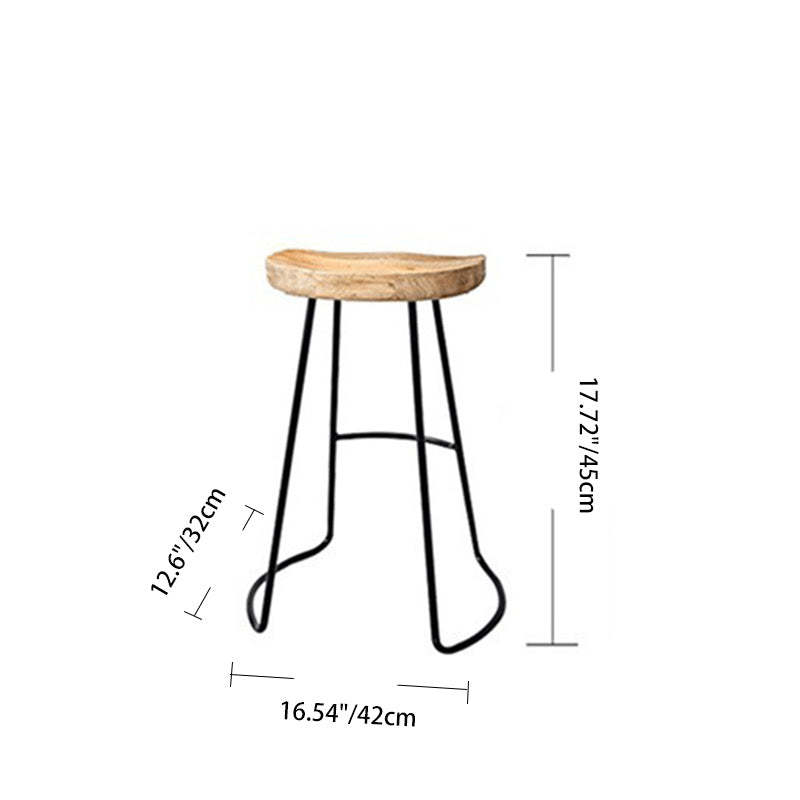 Minimalist Oval Iron Wood Bar Stool