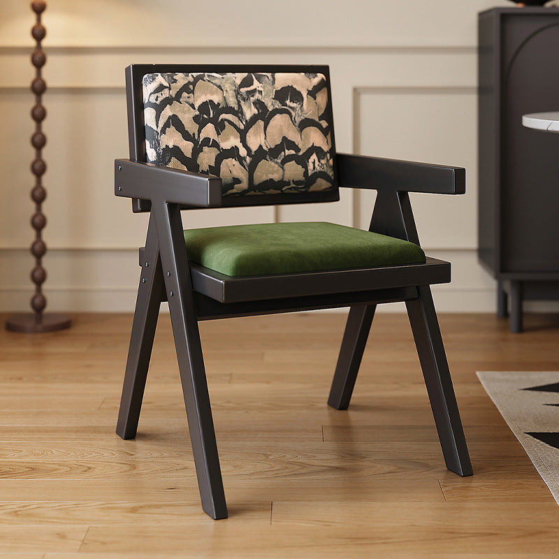 Vintage Wood Fabric Armchair