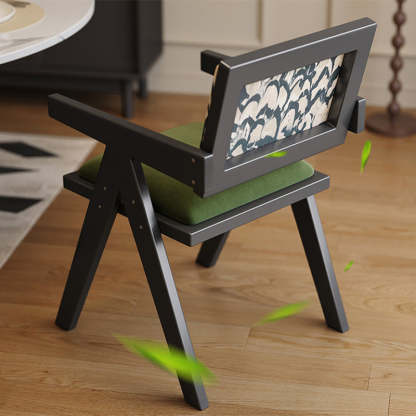 Vintage Wood Fabric Armchair