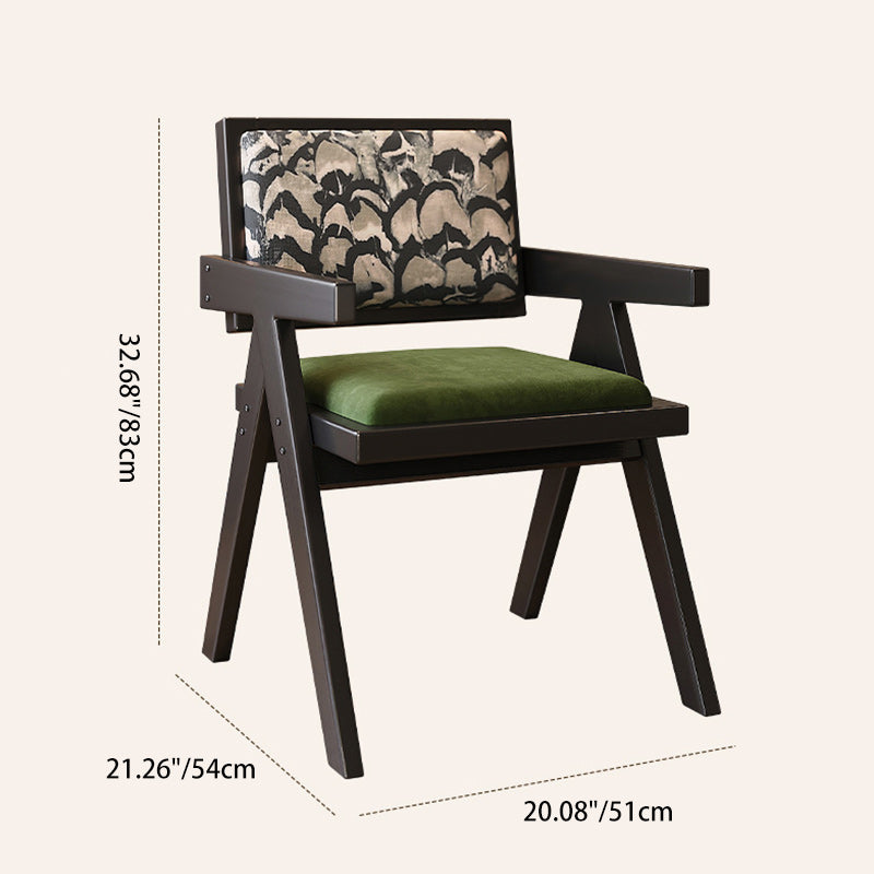 Vintage Wood Fabric Armchair