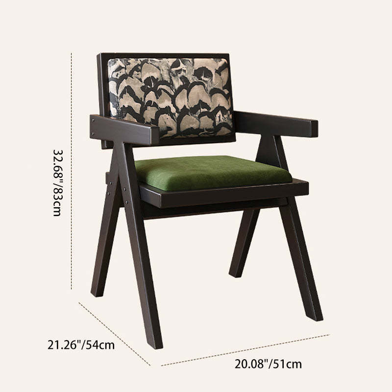 Vintage Wood Fabric Armchair