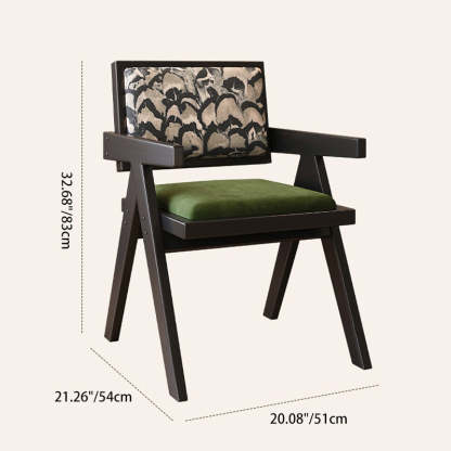 Vintage Wood Fabric Armchair