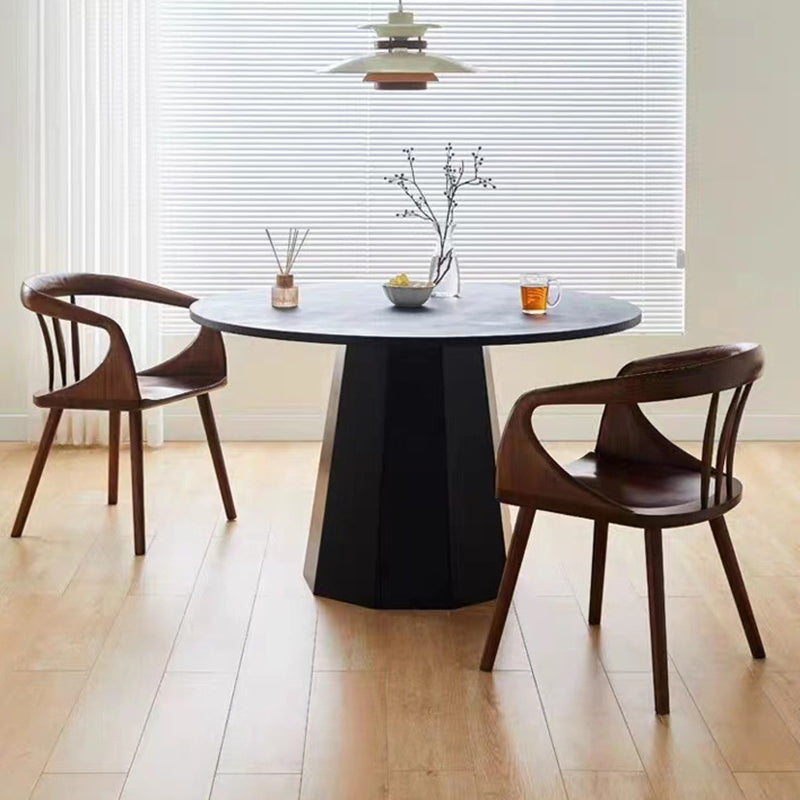 Vintage Curve Wood Dining Chair with Armrest