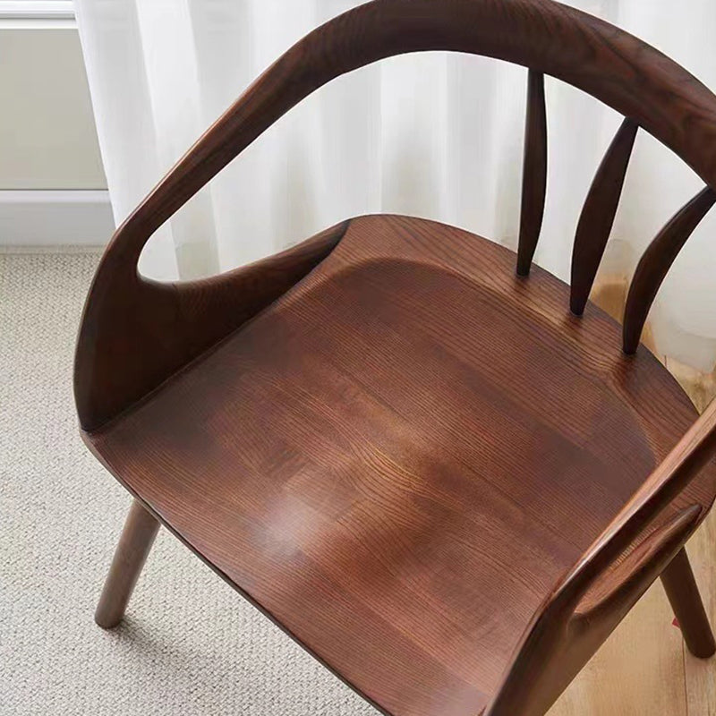 Vintage Curve Wood Dining Chair with Armrest
