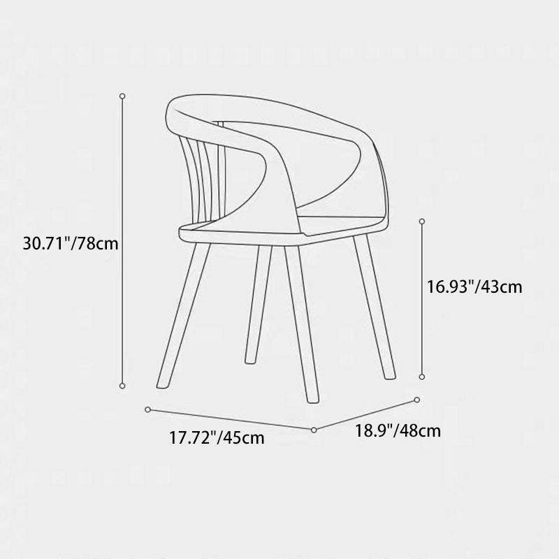 Vintage Curve Wood Dining Chair with Armrest