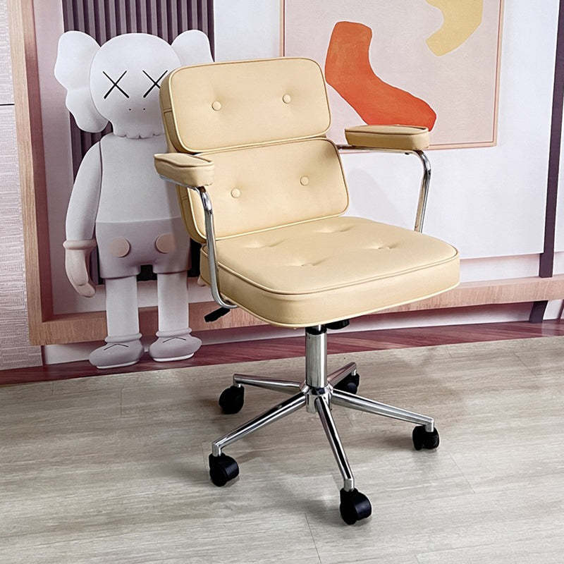 Minimalist Swivel Metal Leather Desk Chair