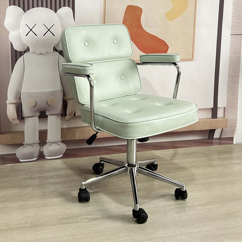 Minimalist Swivel Metal Leather Desk Chair