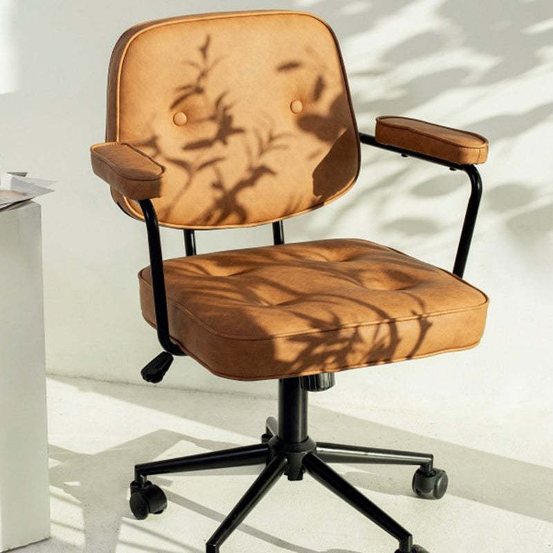 Desk metal office chairs for office — 18.9" L x 18.11" W x 32.28"-36.22" H / Brown