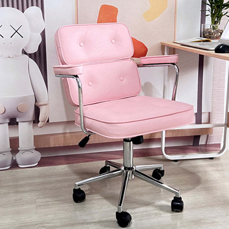Minimalist Swivel Metal Leather Desk Chair