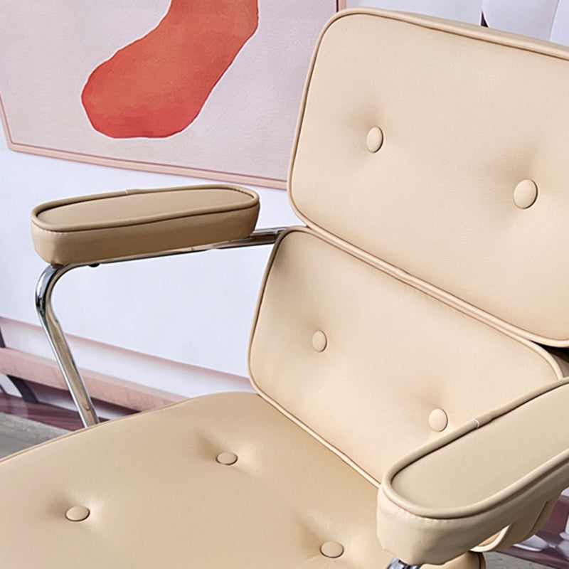 Minimalist Swivel Metal Leather Desk Chair — A - Black