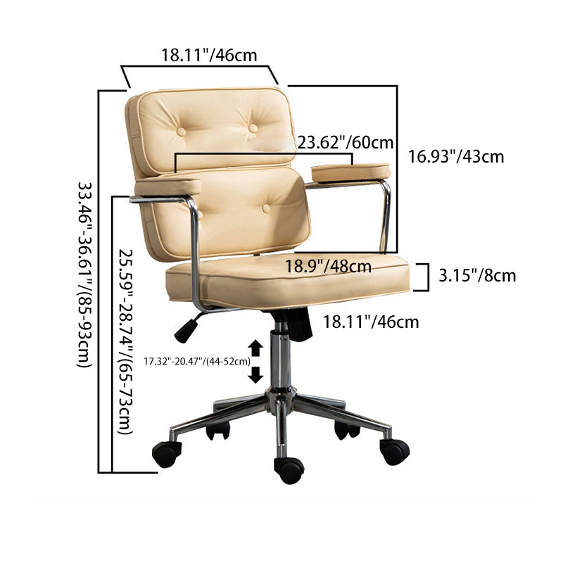 Minimalist Swivel Metal Leather Desk Chair — A - Green