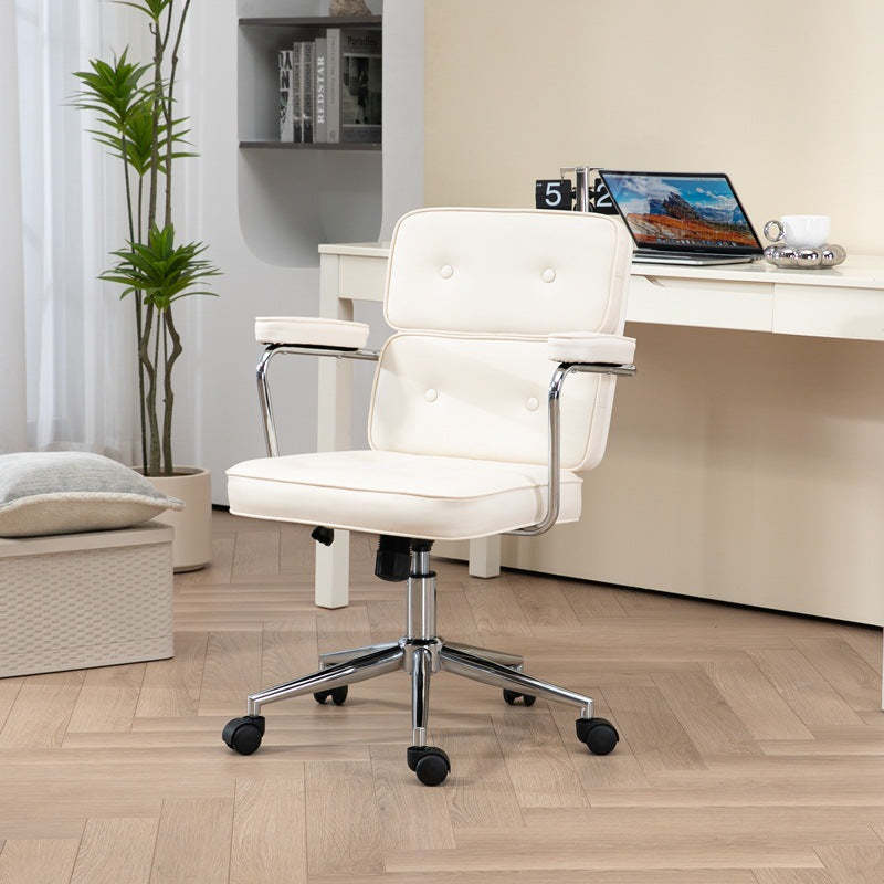 Minimalist Swivel Metal Leather Desk Chair