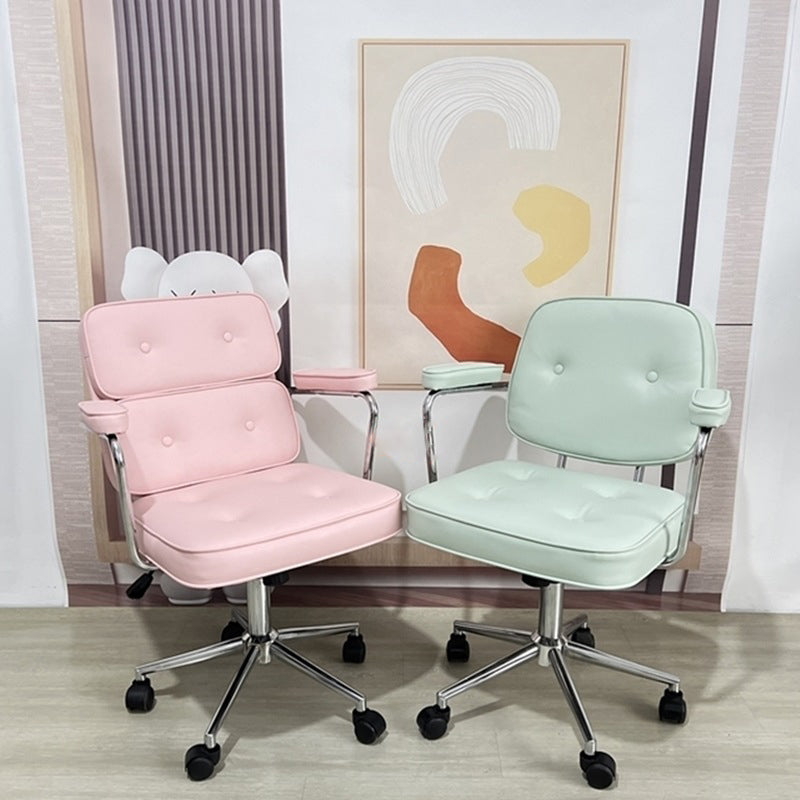 Minimalist Swivel Metal Leather Desk Chair