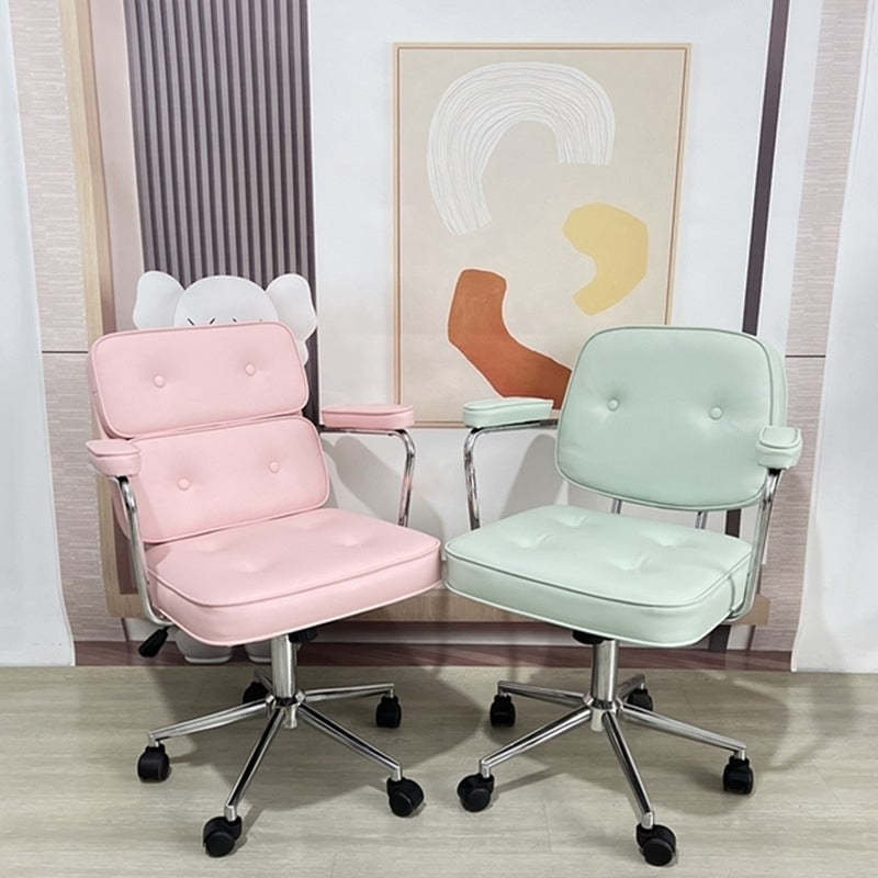 Minimalist Swivel Metal Leather Desk Chair