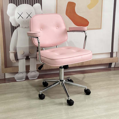 Minimalist Swivel Metal Leather Desk Chair — A - Gray