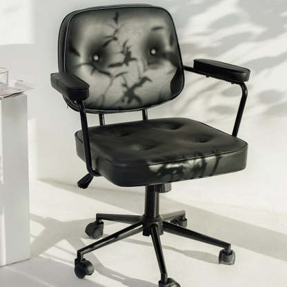 Minimalist Swivel Metal Leather Desk Chair — B - White