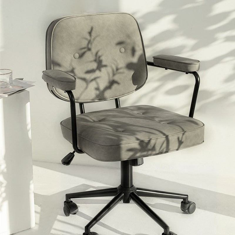 Minimalist Swivel Metal Leather Desk Chair — B - Green