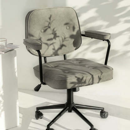 Minimalist Swivel Metal Leather Desk Chair — B - Green