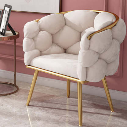 Art Deco Bubble Metal Fabric Vanity Stool
