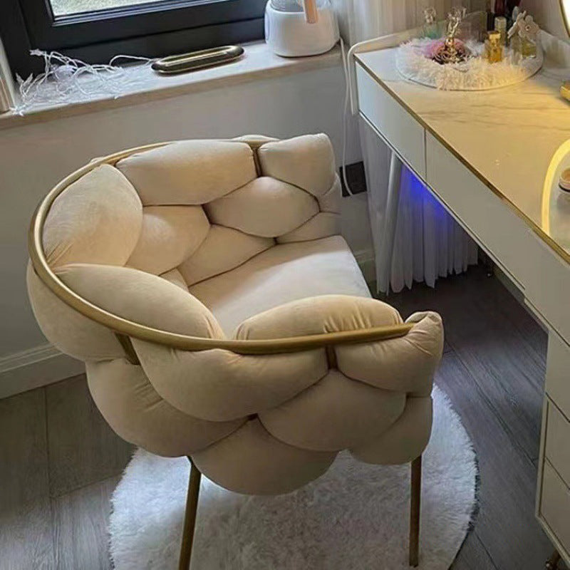 Art Deco Bubble Metal Fabric Vanity Stool