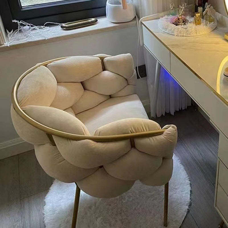 Art Deco Bubble Metal Fabric Vanity Stool