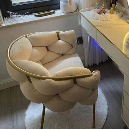 Art Deco Bubble Metal Fabric Vanity Stool