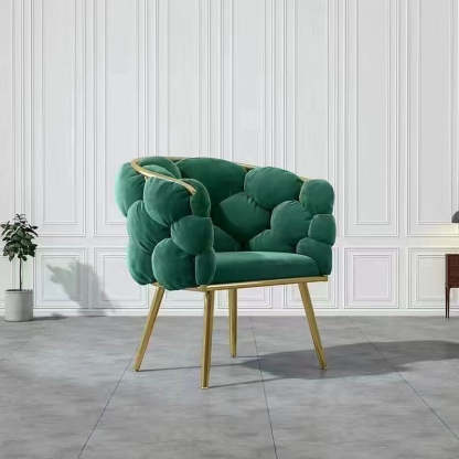 Art Deco Bubble Metal Fabric Vanity Stool