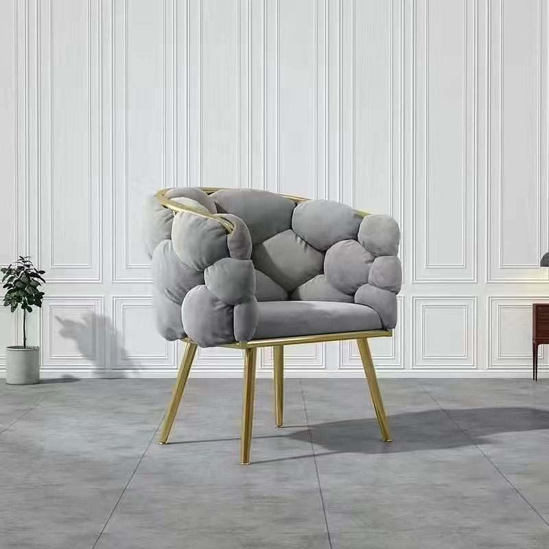 Art Deco Bubble Metal Fabric Vanity Stool