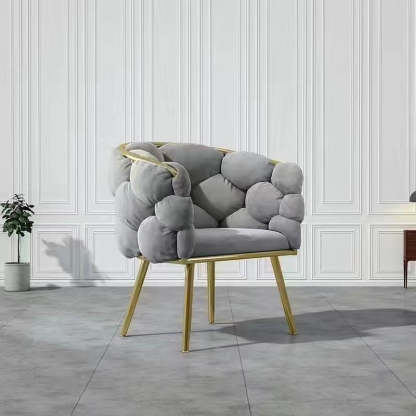 Art Deco Bubble Metal Fabric Vanity Stool