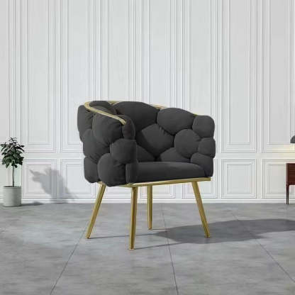 Art Deco Bubble Metal Fabric Vanity Stool