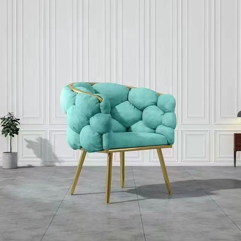 Art Deco Bubble Metal Fabric Vanity Stool