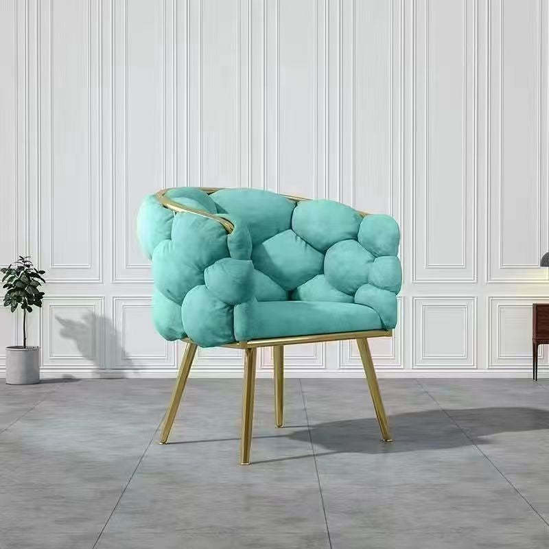 Art Deco Bubble Metal Fabric Vanity Stool