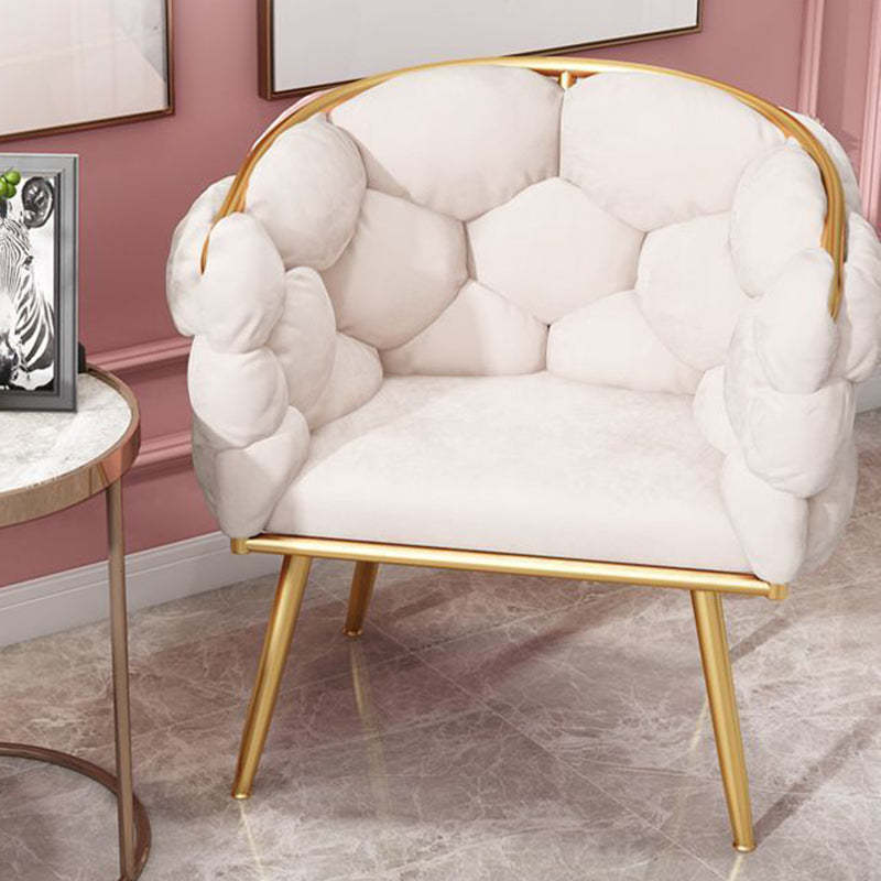 Art Deco Bubble Metal Fabric Vanity Stool — White