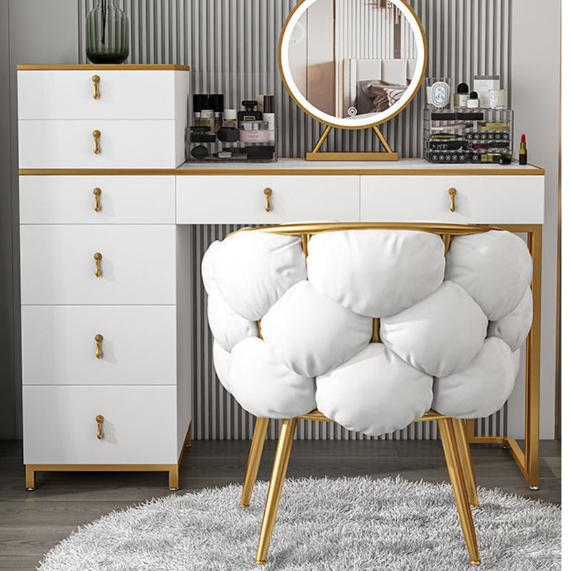 Art Deco Bubble Metal Fabric Vanity Stool