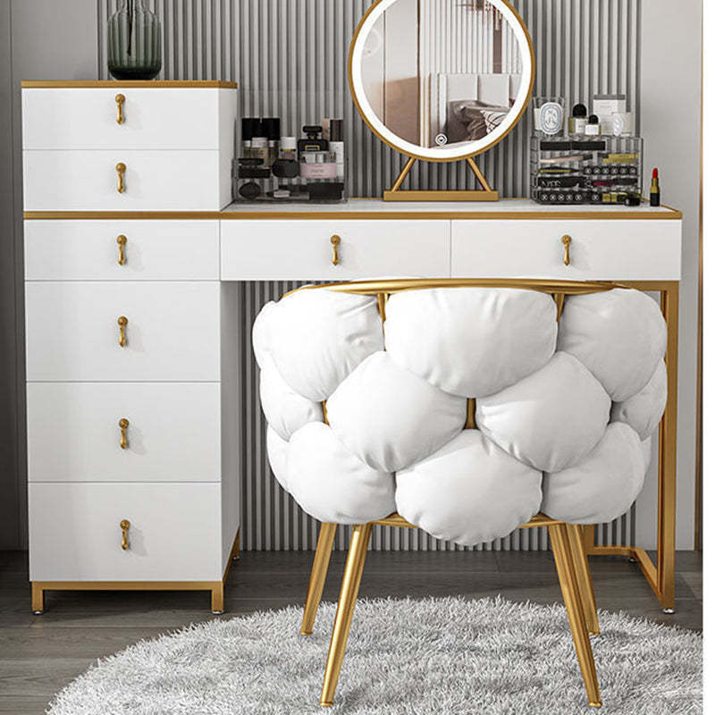 Art Deco Bubble Metal Fabric Vanity Stool