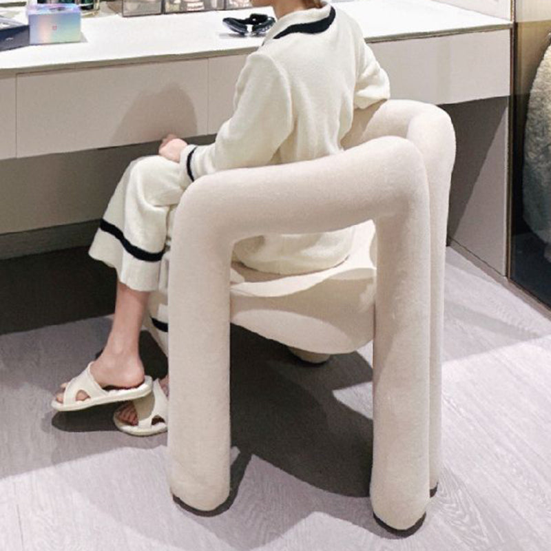 Nordic Cream Metal Velvet Vanity Stool