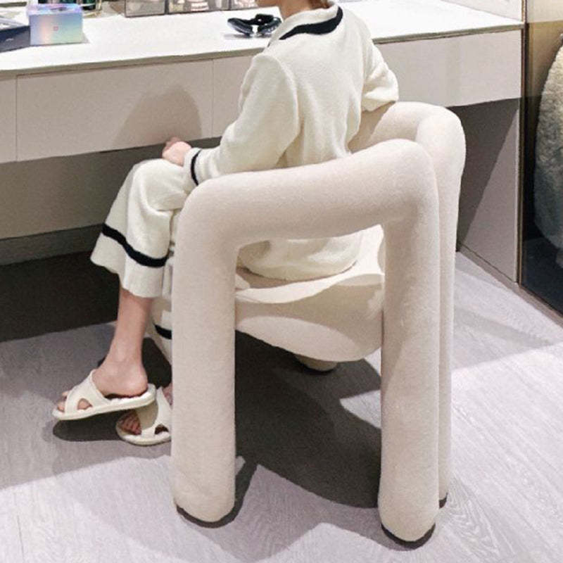 Nordic Cream Metal Velvet Vanity Stool