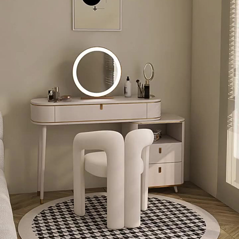 Nordic Cream Metal Velvet Vanity Stool