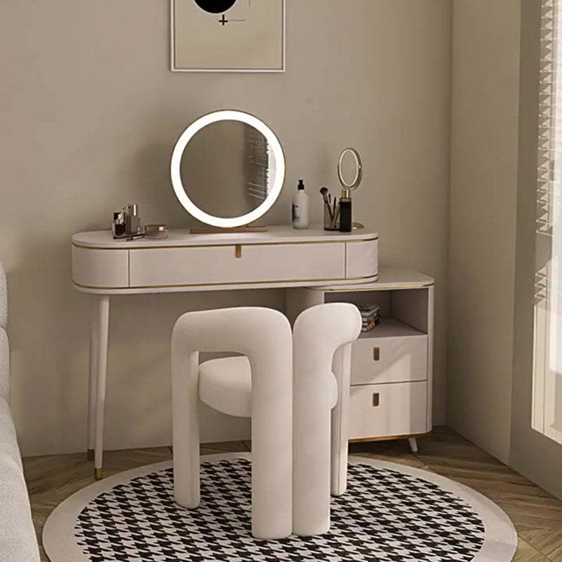 Nordic Cream Metal Velvet Vanity Stool
