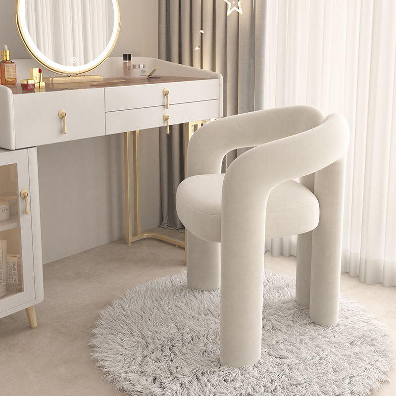 Nordic Cream Metal Velvet Vanity Stool